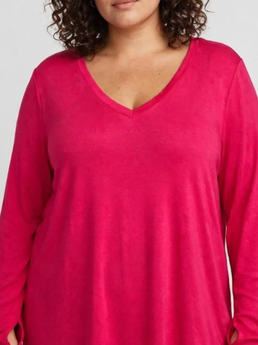Torrid Womens Size 2 Red V Neck Long Sleeve Activewear Loungewear Layering